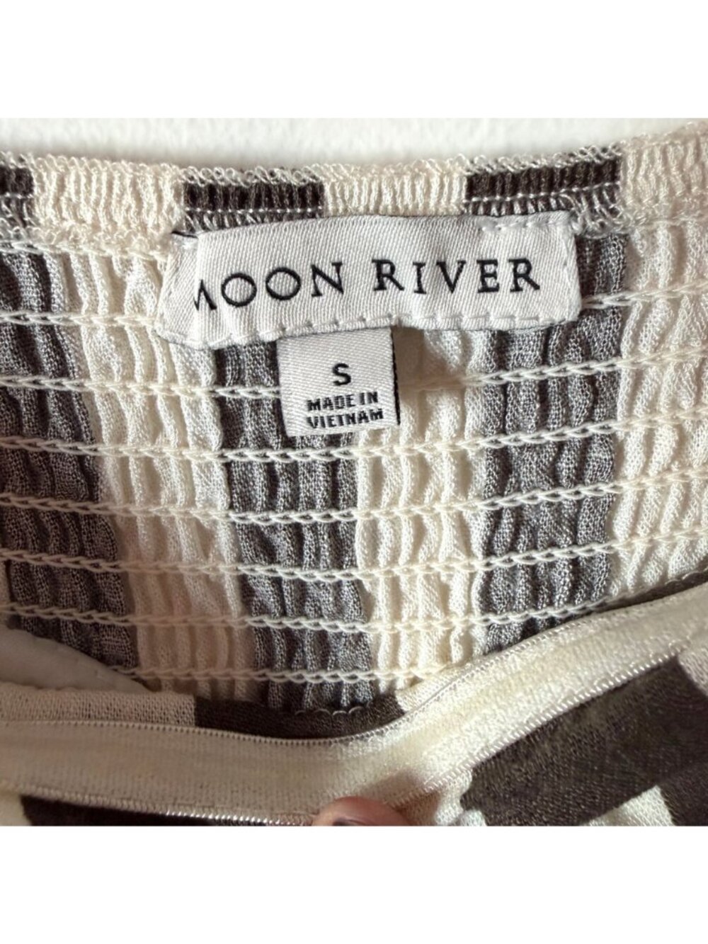 Moon River Brown & White Striped Strapless Tube Top Midi Dress Smocked Back Size - Picture 6 of 10